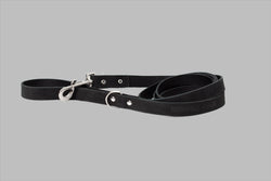 Modern Style Soft Leather Euro Dog Leash: Large 3/4" Width 6' Length / Midnight Black