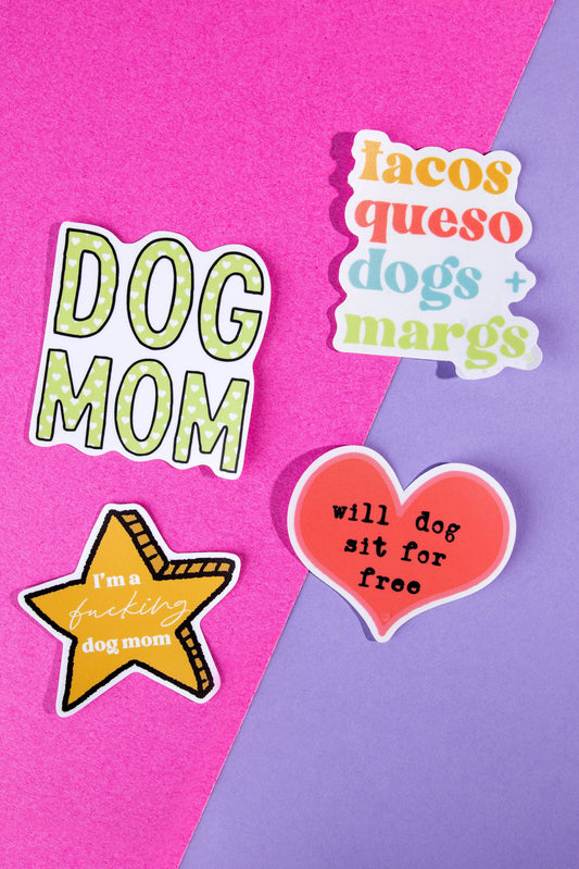 Tacos Queso Dogs & Margs Die Cut Sticker