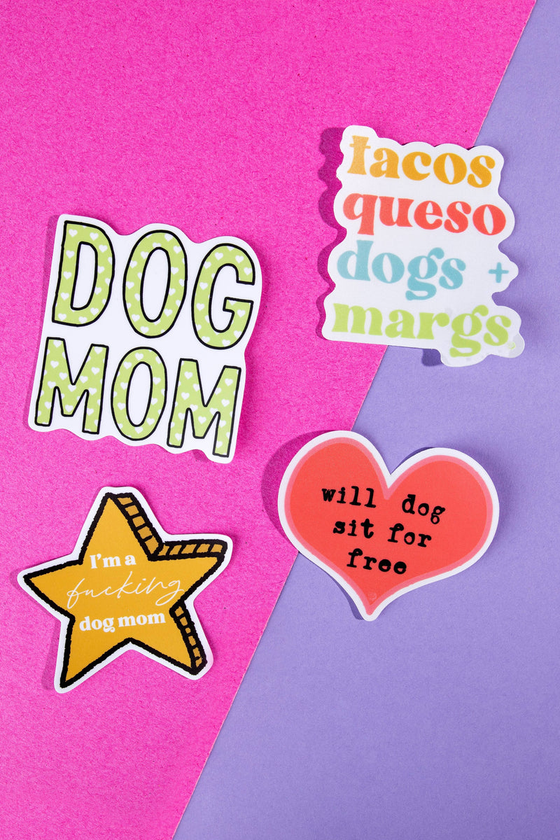 Tacos Queso Dogs & Margs Die Cut Sticker