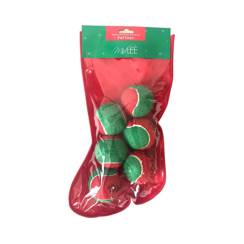 Midlee Filled Dog Stocking Christmas Tennis Balls - 6 Pack