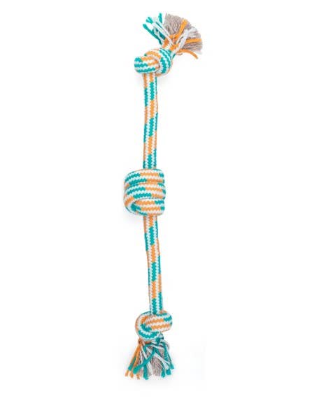 ThoozyPet 3-Knot Rope Dog Toy Orange / Teal 16"