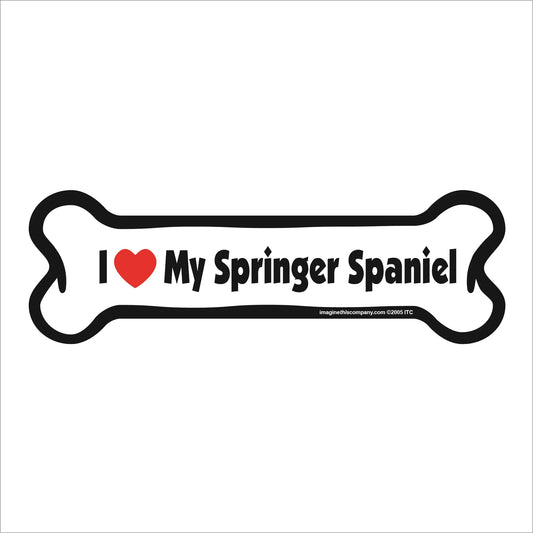 I Love My Springer Spaniel - Bone Car Magnet