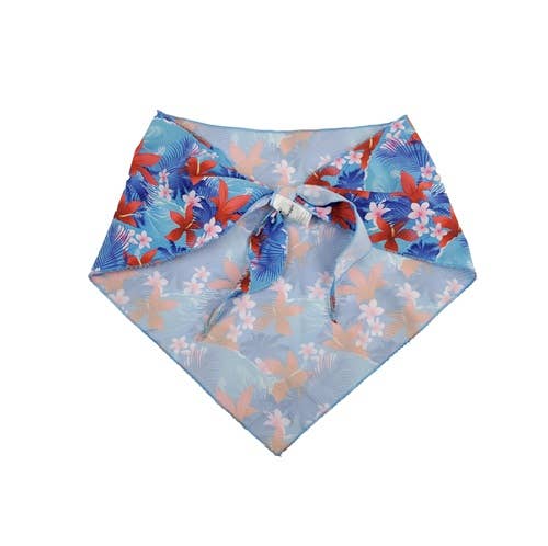 Blue Hawaiian Tied Dog Bandana