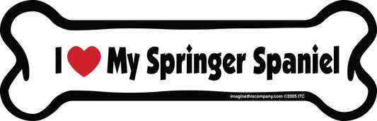 I Love My Springer Spaniel - Bone Car Magnet