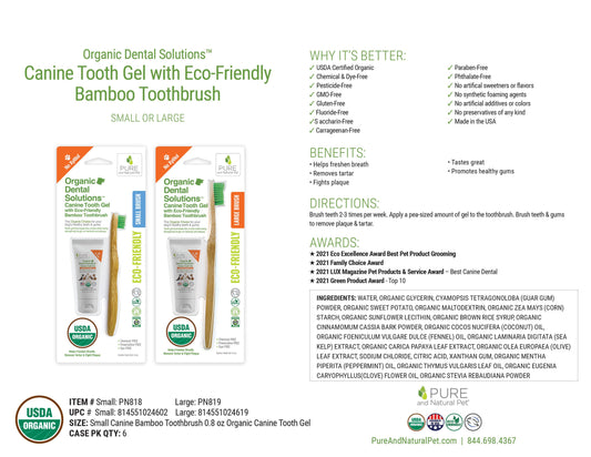 Organic Tooth Gel & Bamboo Toothbrush for Dogs - Small Kit