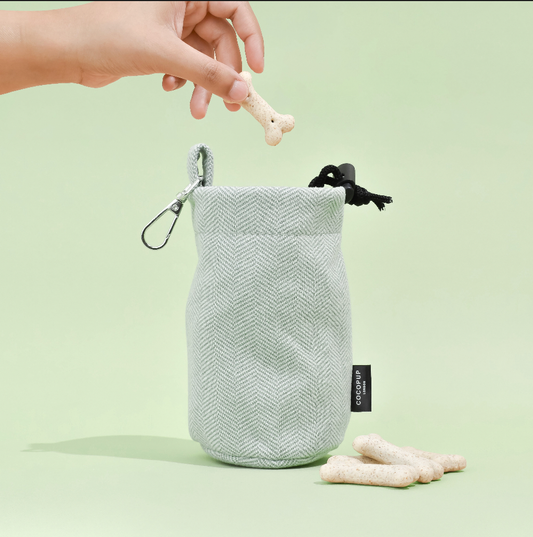 Drawstring Treat Pouch - Sage Tweed