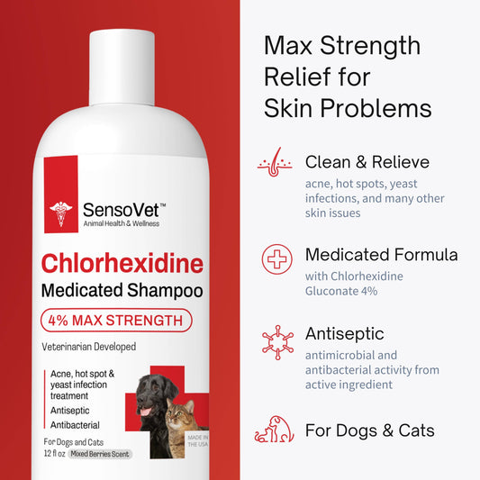 Chlorhexidine 4% Max Strength Shampoo Medicated Shampoo for