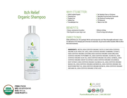 Itch Relief Organic Shampoo for Dogs