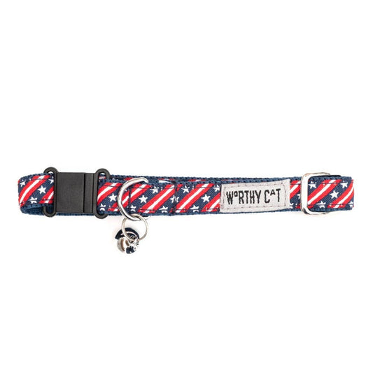 Patriotic Stars & Stripes Cat Collar: One Size Fits Most / Red/White/Blue
