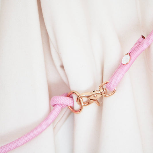 'Baby Pink' - Hands Free Dog Braided Rope Leash