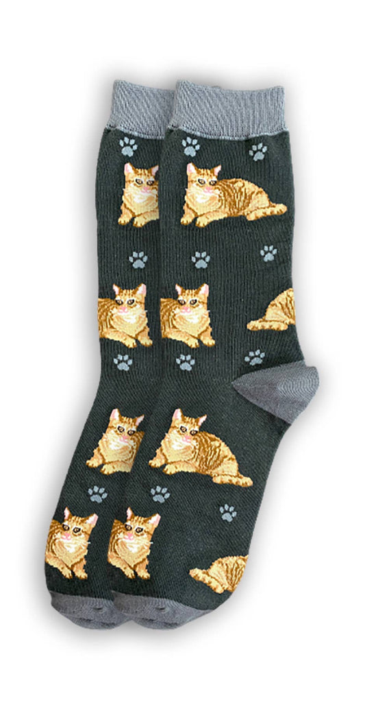 Orange Tabby Cat Socks  - Unisex - Fun Novelty Dog Socks