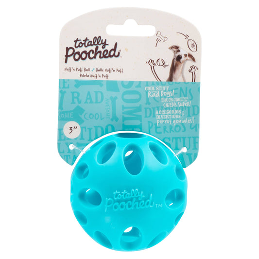 Totally Pooched Huff 'n Puff Ball, Large, 3.1", Teal