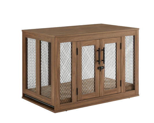 Modern Walnut Dog Crate