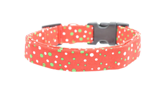 Red and Green Polka Dot Collar: Medium