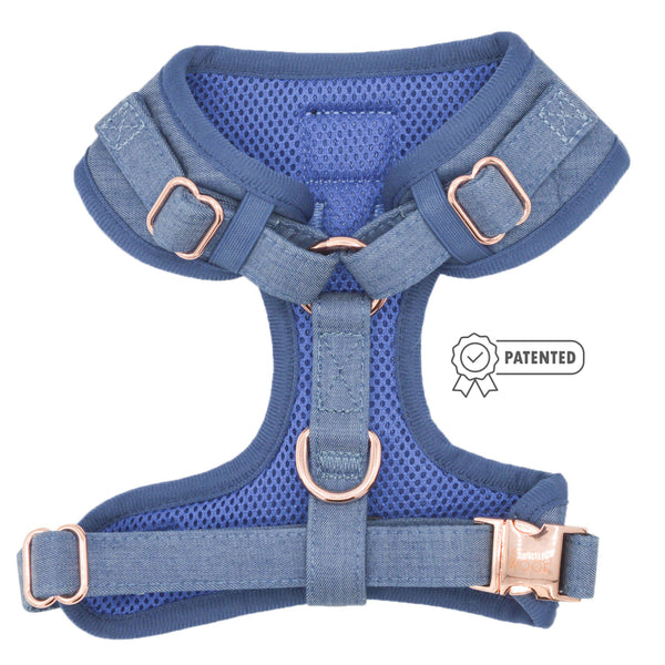 Dog Adjustable Harness - Denim: L