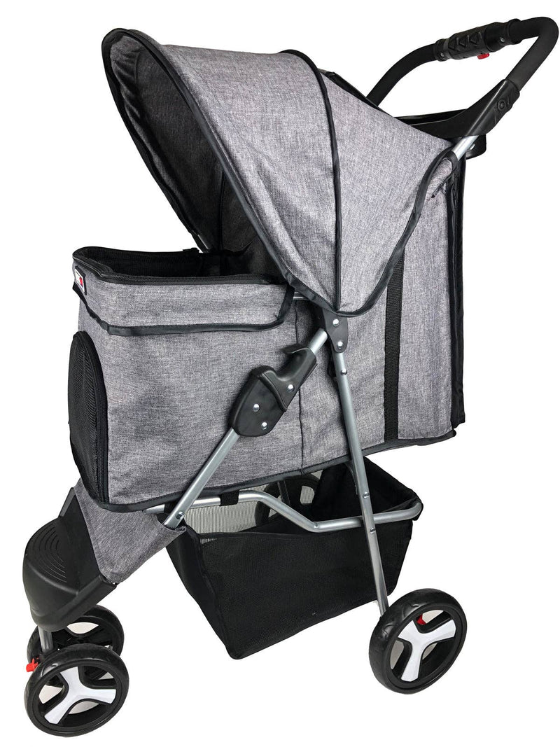 Casual Pet Stroller + Removable Cup Holder: Gray