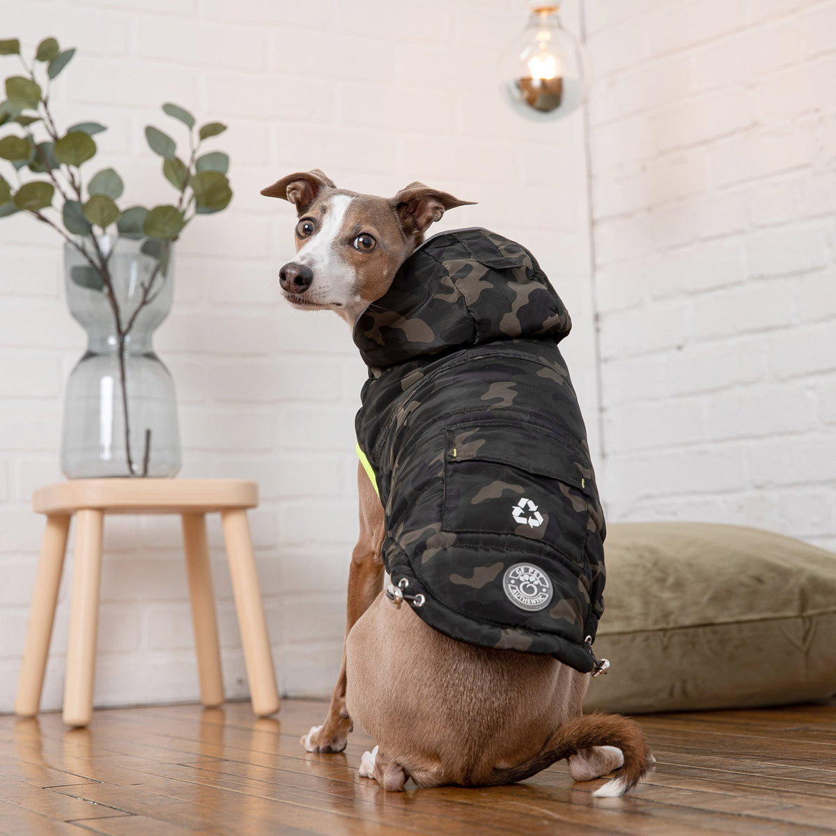 The GF Pet Recycled Parka is made from 100% recycled fabric produced from recycled PET plastic like that from plastic water bottles and is responsible, versatile, sustainable, heritage-inspired, and weather resistant. Enjoy the ever-stylish GF Pet signature contrast binding and accents. With its’ tackable hood, practical rear pocket, and reflective piping, it will keep your dog protected, cozy