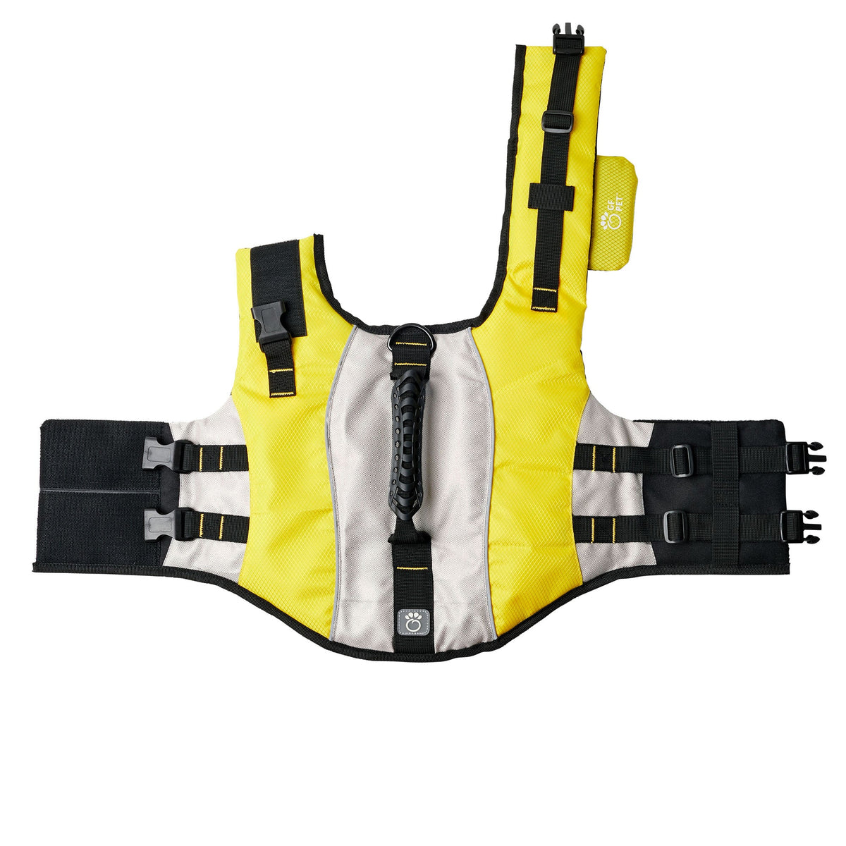 igh buoyancy, bright and comfortable! The GF PET LIFE VEST will keep your dog safe on the water! This dog life jacket is perfect for swimming and boat rides. Comfortable, adjustable and with high buoyancy, the bright and highly visible LIFE VEST will give you peace of mind during water adventures. Product details: Chin floatation flap to help keep head above water High buoyancy Bright & highly visible with reflective details Adjustable waist & neck Sturdy handle D-Ring to attach leash 100% polyester