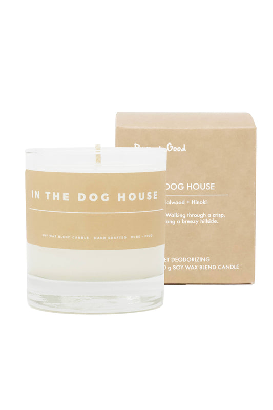 In The Dog House: Sandalwood + Hinoki, Pet Friendly Soy Wax Blend Candle