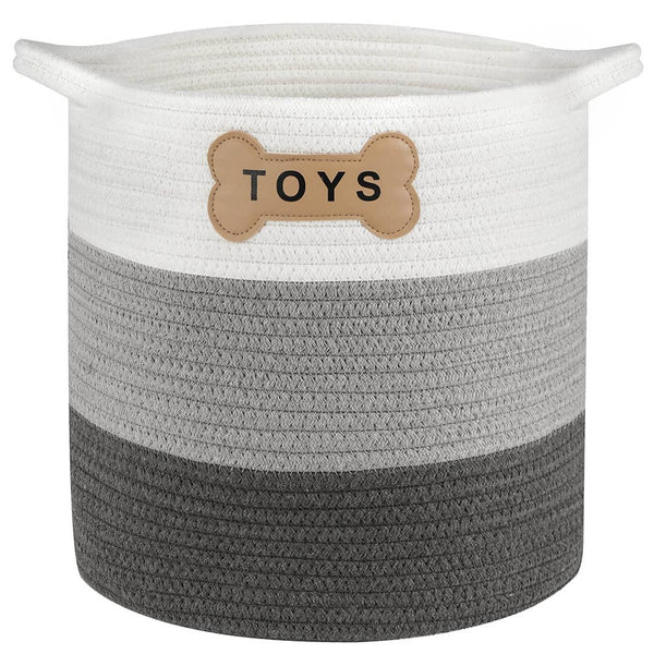 Gray and White Pet Toy Basket